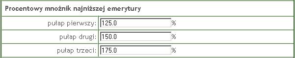 Procentowy mnożnik najniższej emerytury 