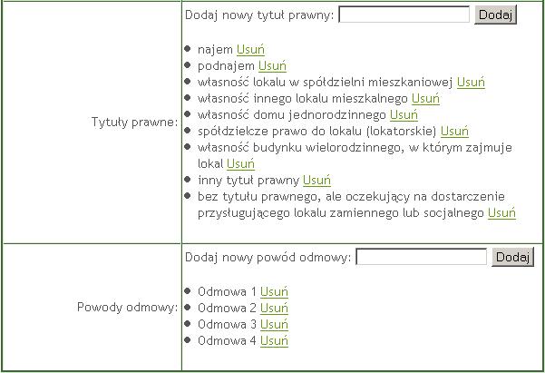 Tytuły prawne i powody odmowy