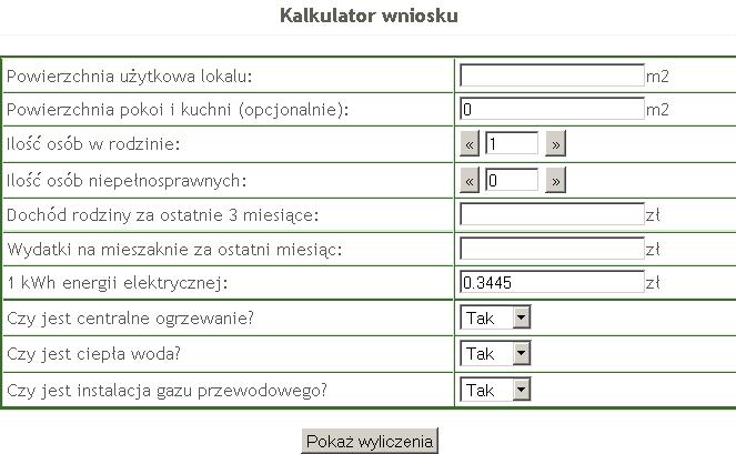 Kalkulator wniosku